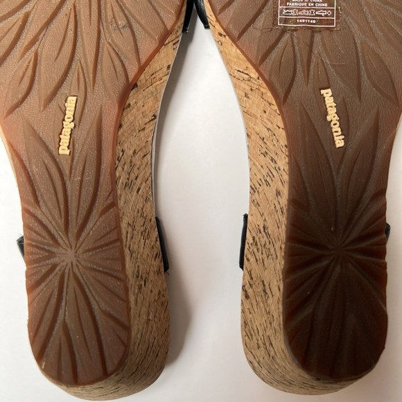 Patagonia Solimar Wedge Slide Sandal Women’s Size 7.5 M Cork Heel Black - Picture 14 of 16